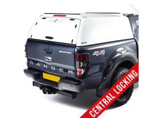 White Pro//Top Low Roof Tradesman Hard Top With Solid Rear Door For Ford Ranger Double Cab 2012 On with Central Locking
