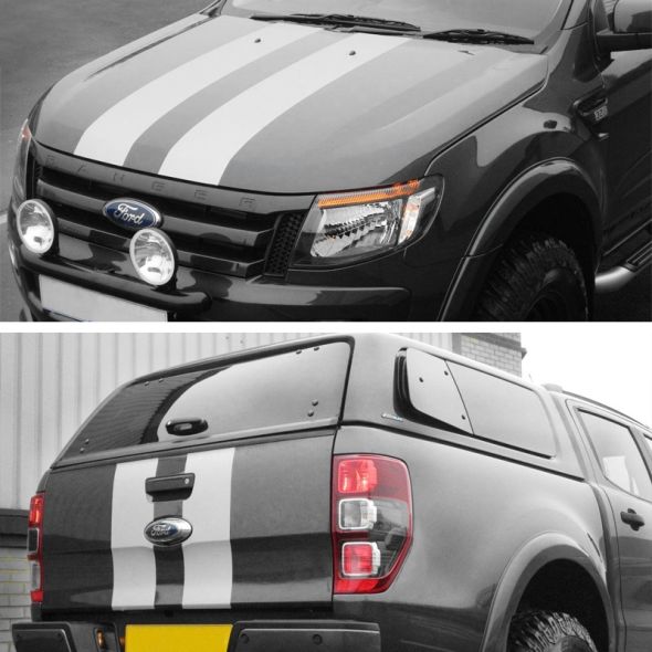 Ford Ranger 2012-2016 Cobra Styling Twin Stripes - Silver Carbon Effect